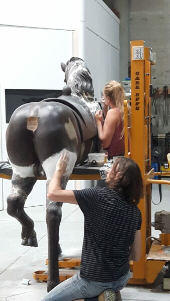 restauratie paard van Ronse, houten object
